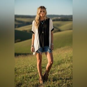 Stylish Black and White Women's Top